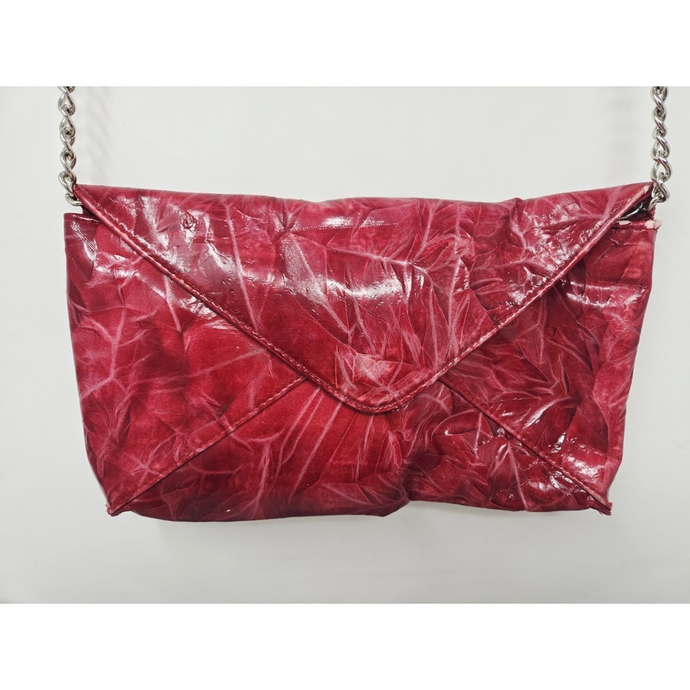Vintage Jessica McClintock Red Roses  Faux Leather Envelope Clutch‎ Shouder Bag - Picture 2 of 10